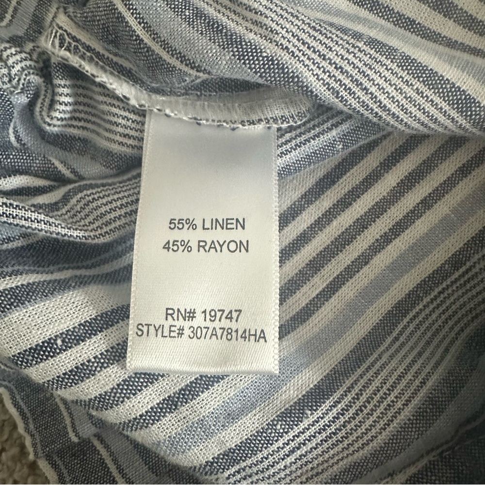 Land ‘n Sea Women’s Blue & White Striped Linen Relaxed Pants w/ Pockets Size S - Picture 6 of 9